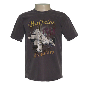 CAMISETA AVIÃO BREWSTER BUFFALO MARROM
