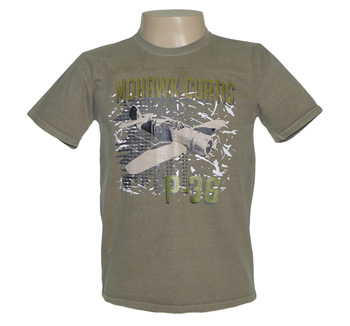 CAMISETA AVIÃO MOHAWK CURTIS P36 BEGE