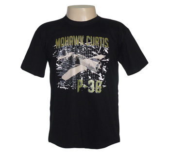 CAMISA AIRPLANE MOHAWK CURTIS P36 PRETA